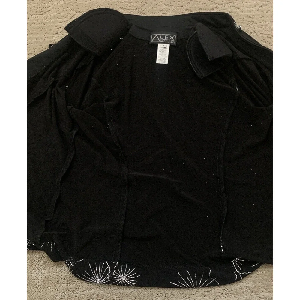 Alex Evenings Womens Black Starburst Velvet Jacket Size Small Whimsigoth Witchy